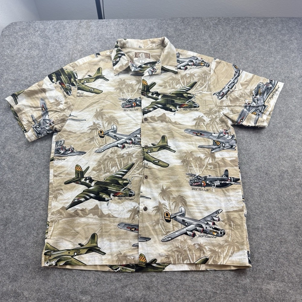 VTG Kalaheo Shirt Mens Large WWII Aircraft Fighter Planes Aviator Bomber